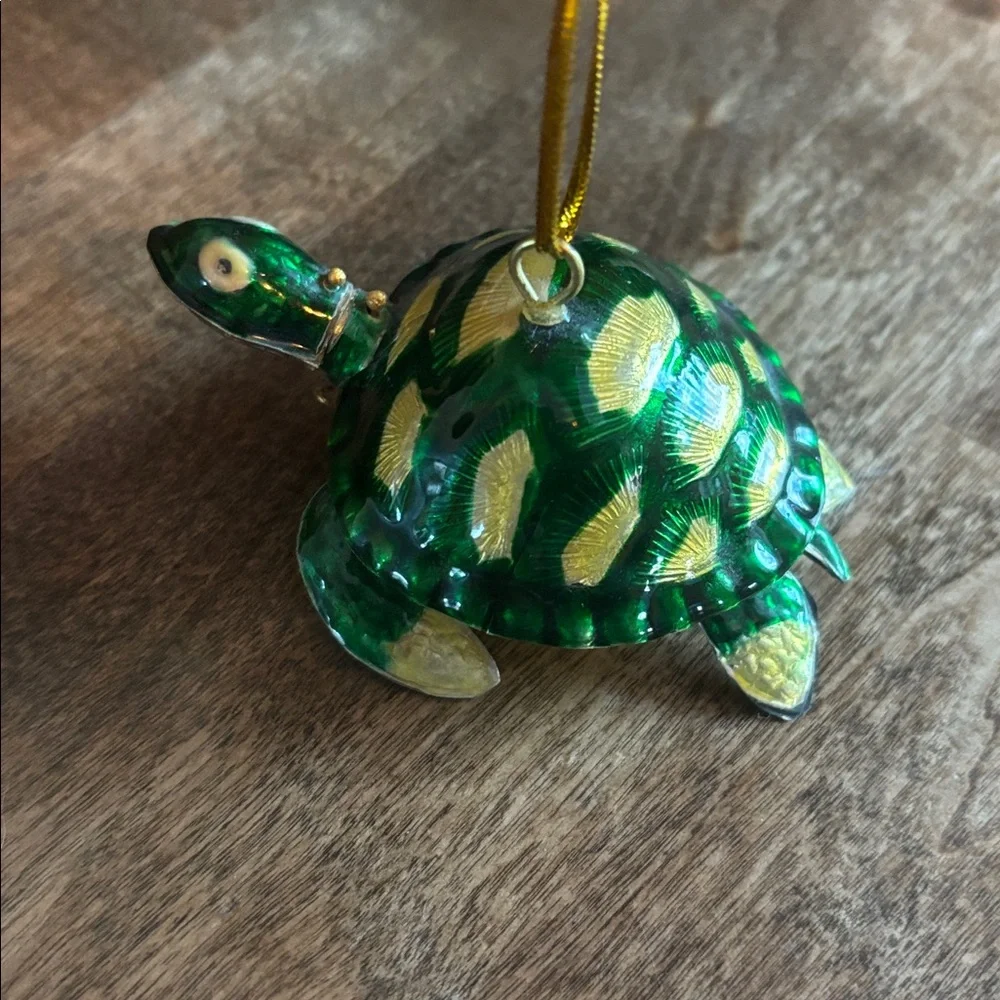 Green Turtle Ornament with Gold Accents - Picture 3 of 4